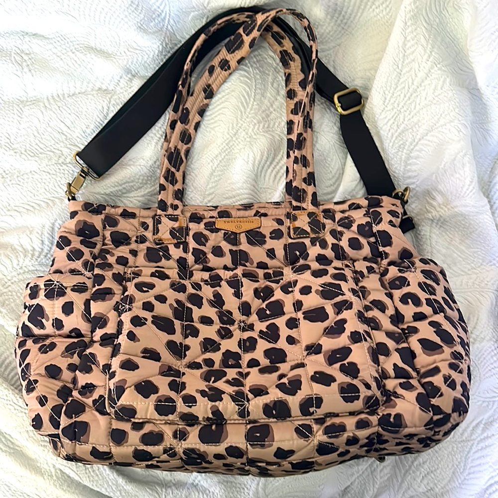 Twelvelittle leopard print diaper bag